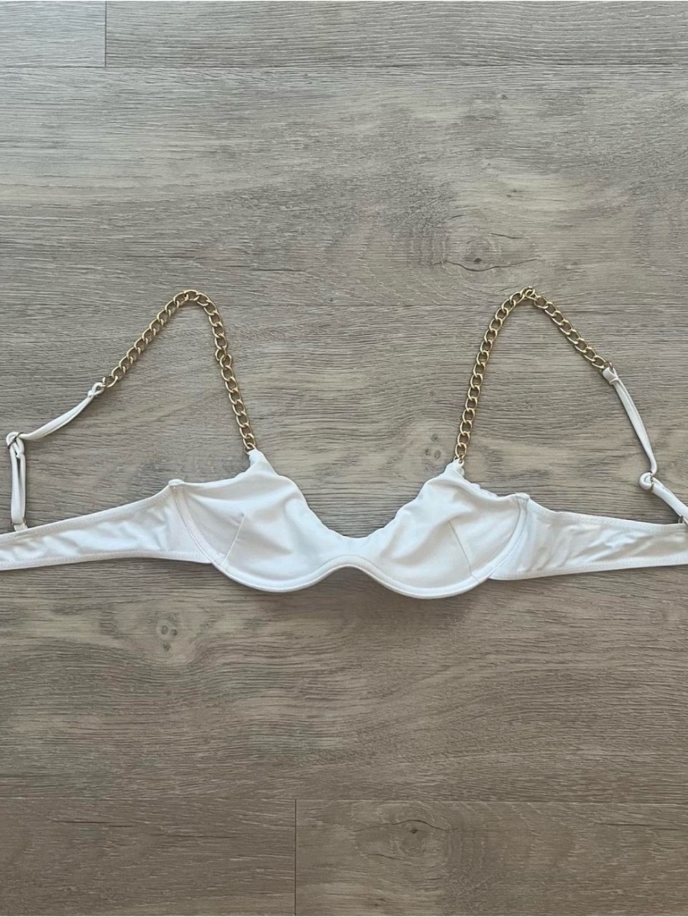White + gold chain bikini top